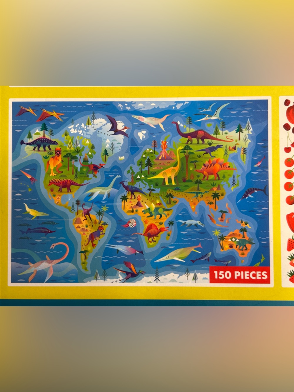 4-Pack Kids Puzzle Set - Blue/Yellow Box with Space, Dragon, Map & Fruit Designs - Picture 4 of 6